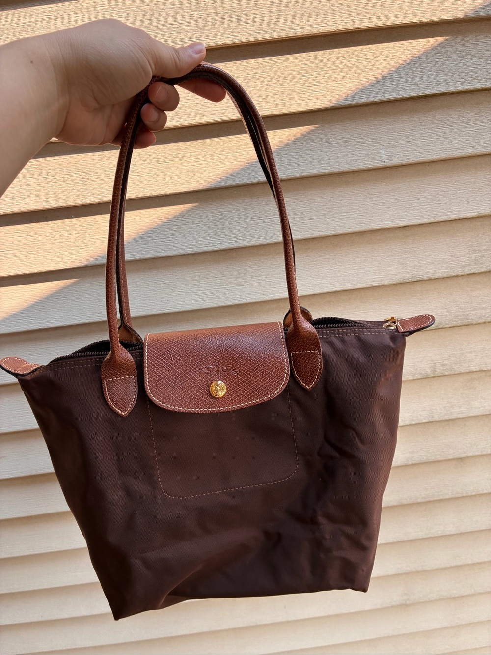 Classic Brown Tote Handbag with Leather Trim